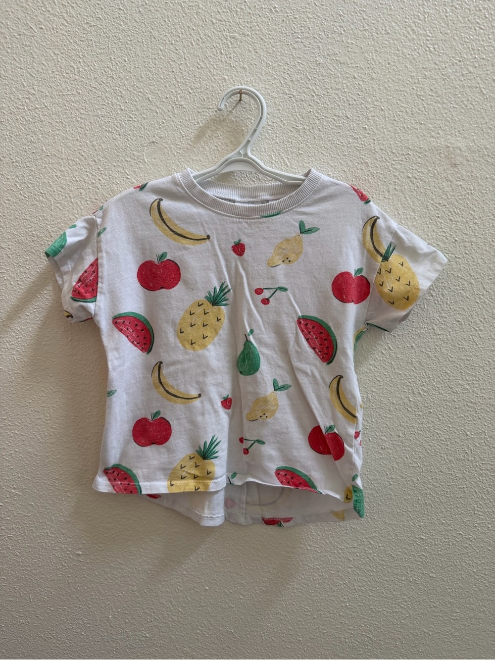 Zara White Short Sleeve Tee with Colorful Fruit Print